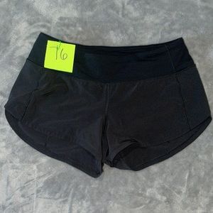 Lululemon speed short shorts. Size 4. 2 1/2 inch inseam. Black.